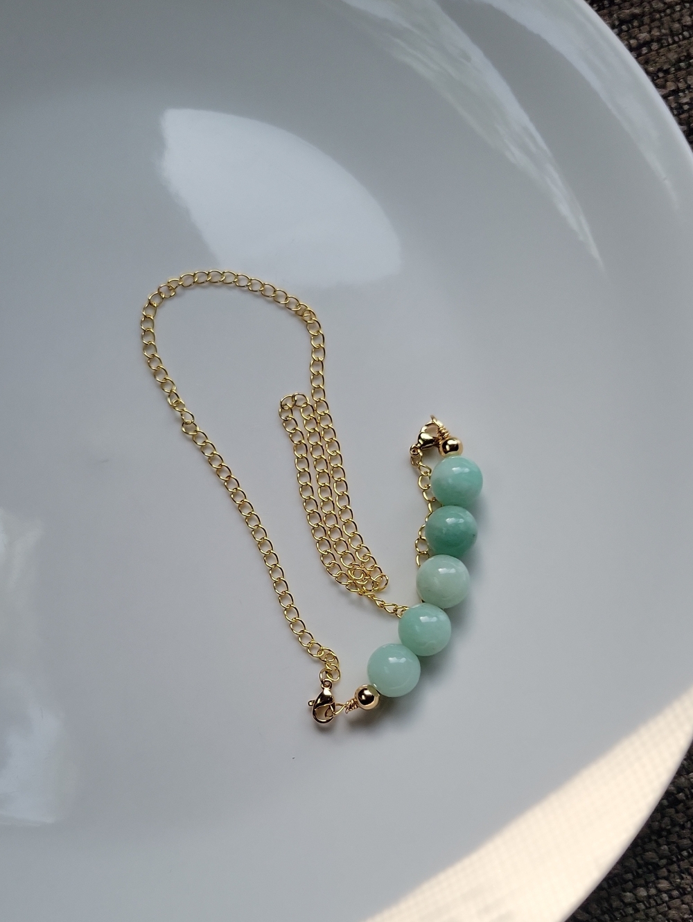 10mm Amazonite Necklace In Gold - Picture 4 of 5